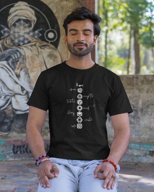 7 Chakras - Men Round Neck T-Shirt - Maroon