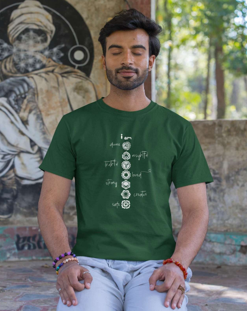 7 Chakras - Men Round Neck T-Shirt - Maroon