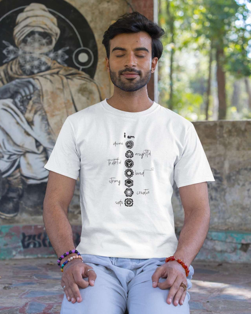 7 Chakras - Men Round Neck T-Shirt - Maroon
