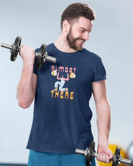 Almost There - Men Round Neck T-Shirt - Black