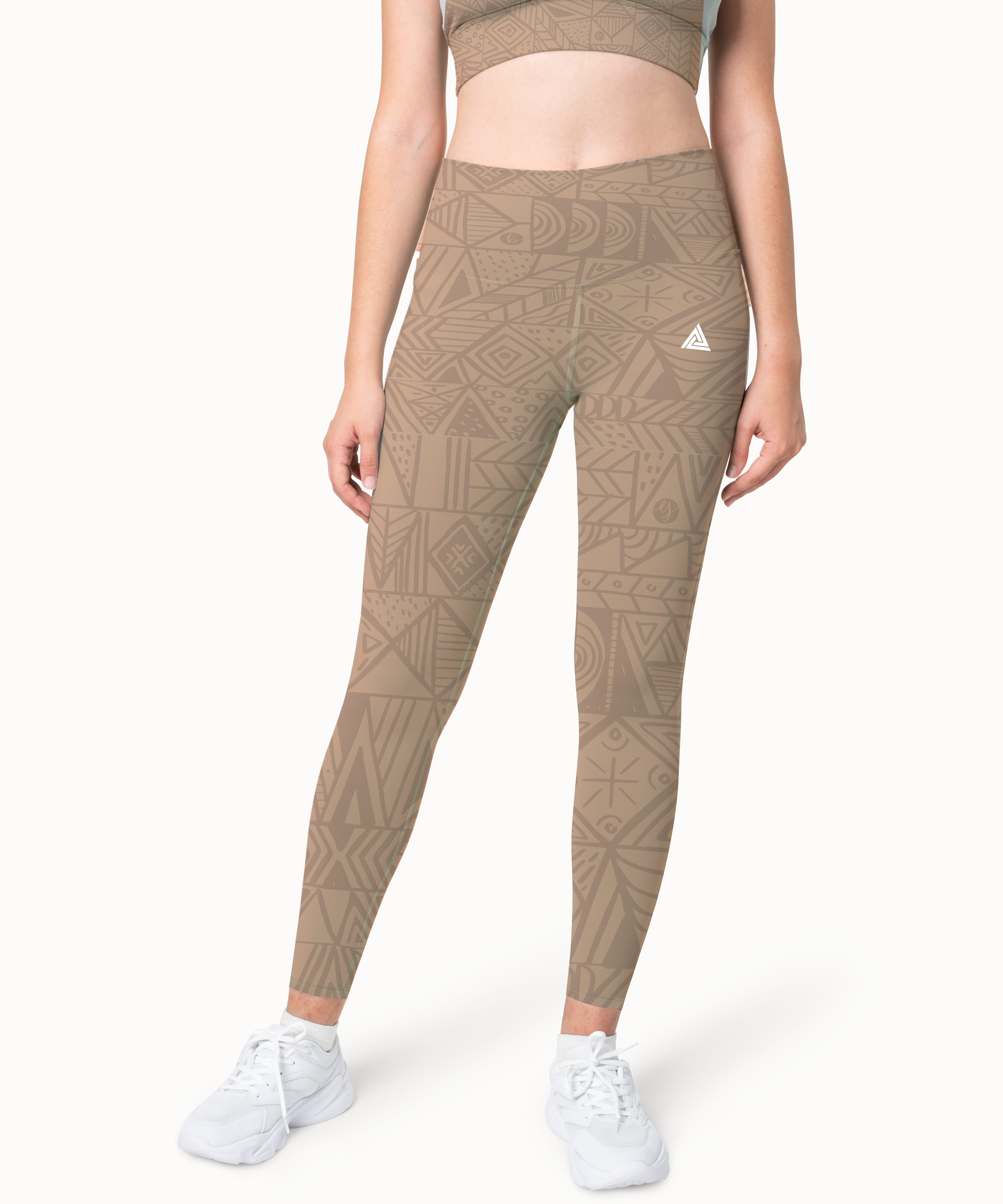 Tribal Flow High-Waist Gym Leggings – Brown