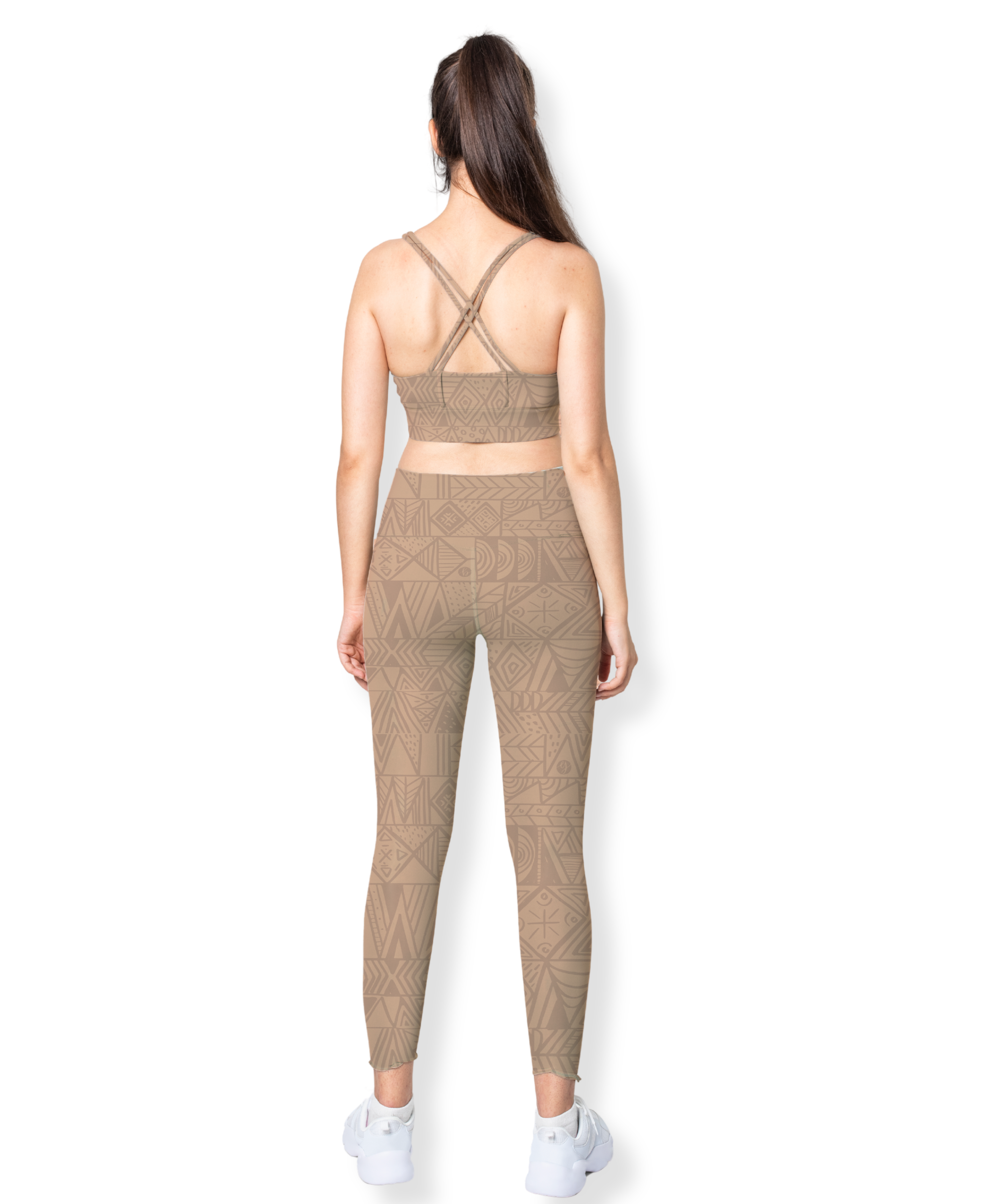 Tribal Flow High-Waist Gym Leggings – Brown