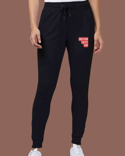 Never Give up - Women Joggers Bottle Green