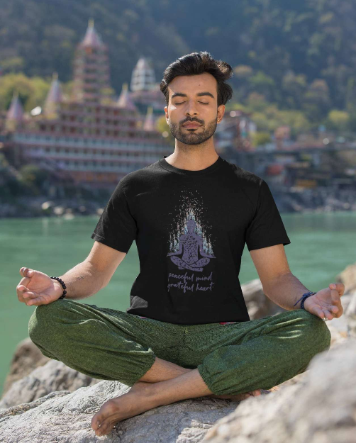 Peace - Men Round Neck T-Shirt - Light Blue