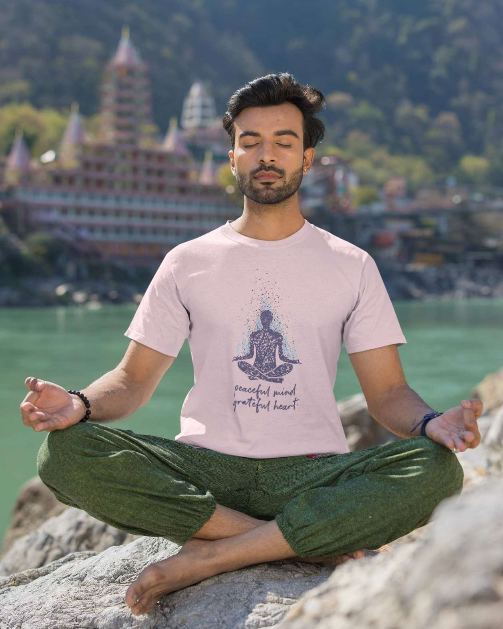 Peace - Men Round Neck T-Shirt - Light Blue