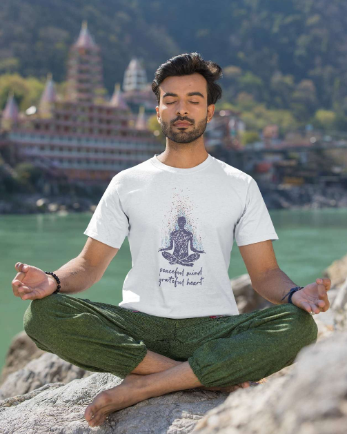 Peace - Men Round Neck T-Shirt - Light Blue