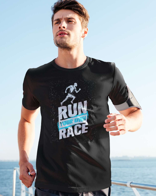 Run Your Own Race - Men Round Neck T-Shirt - Bottle Green