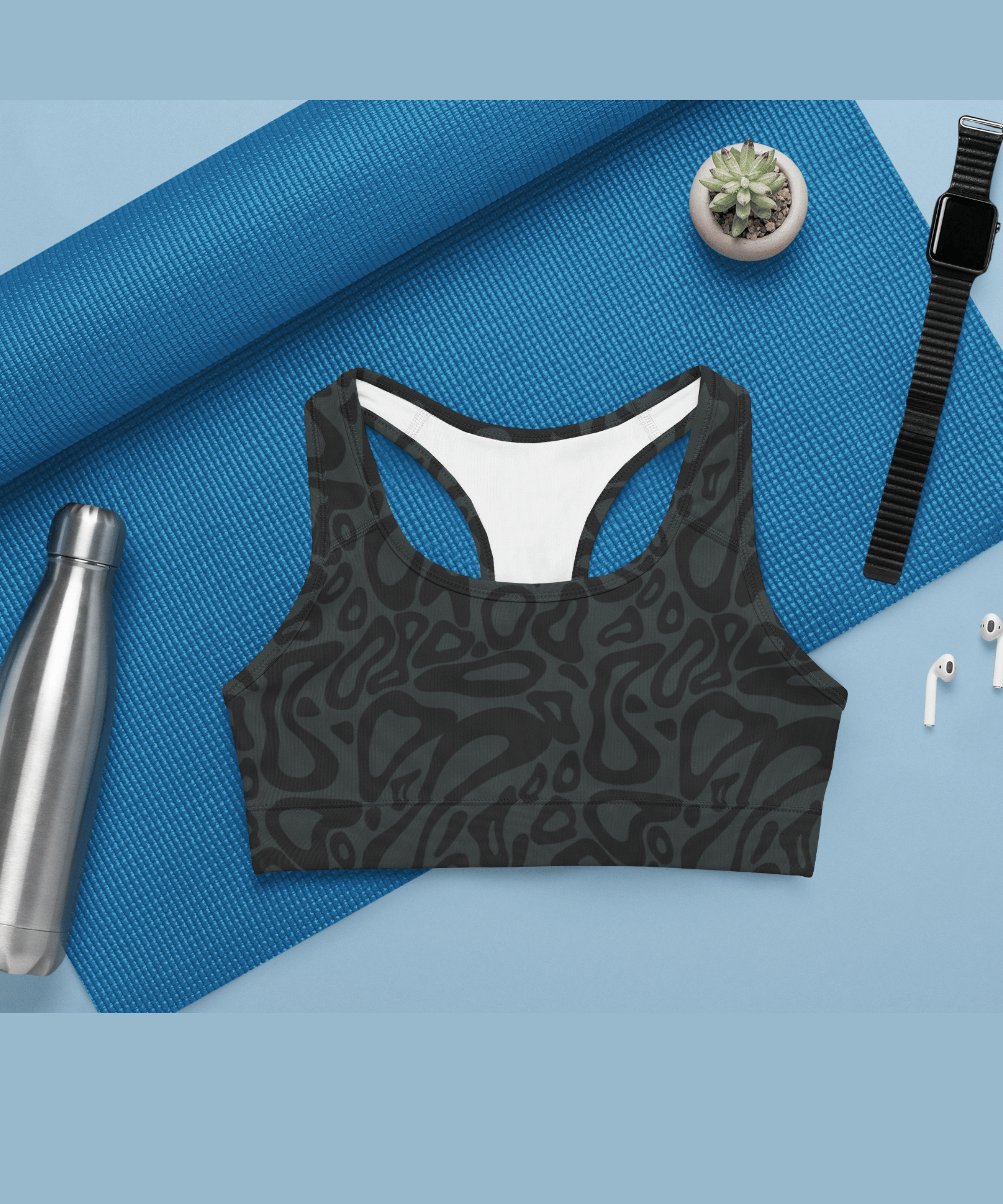 Abstract Black Pattern – Gym Bra