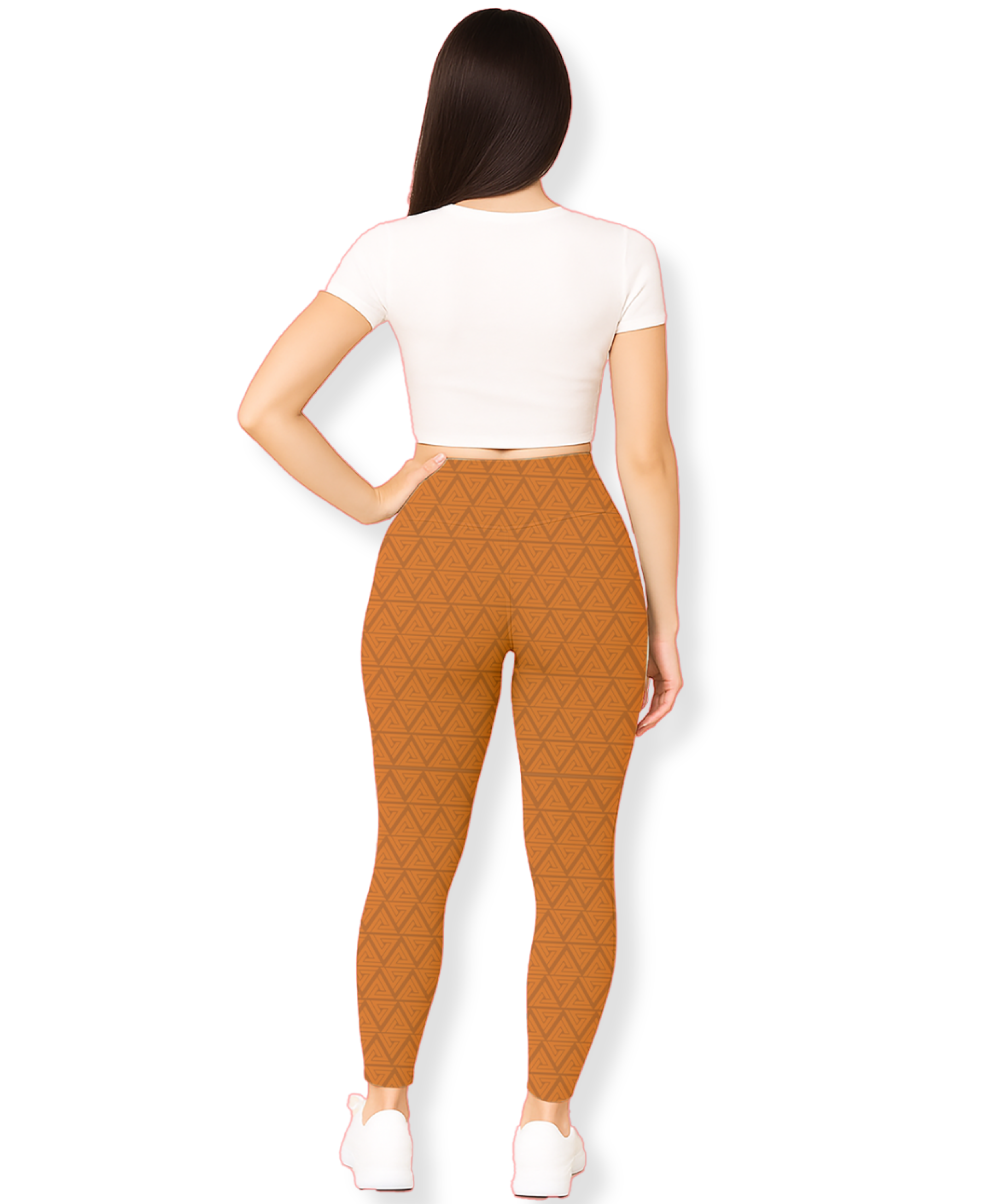 Terracotta Triangle High-Waist Gym Leggings – Bold & Geometric