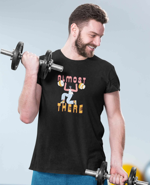 Almost There - Men Round Neck T-Shirt - Black