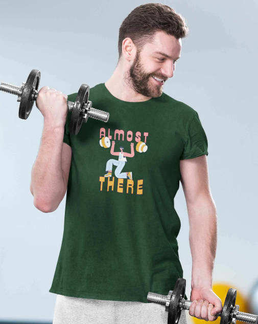 Almost There - Men Round Neck T-Shirt - Black