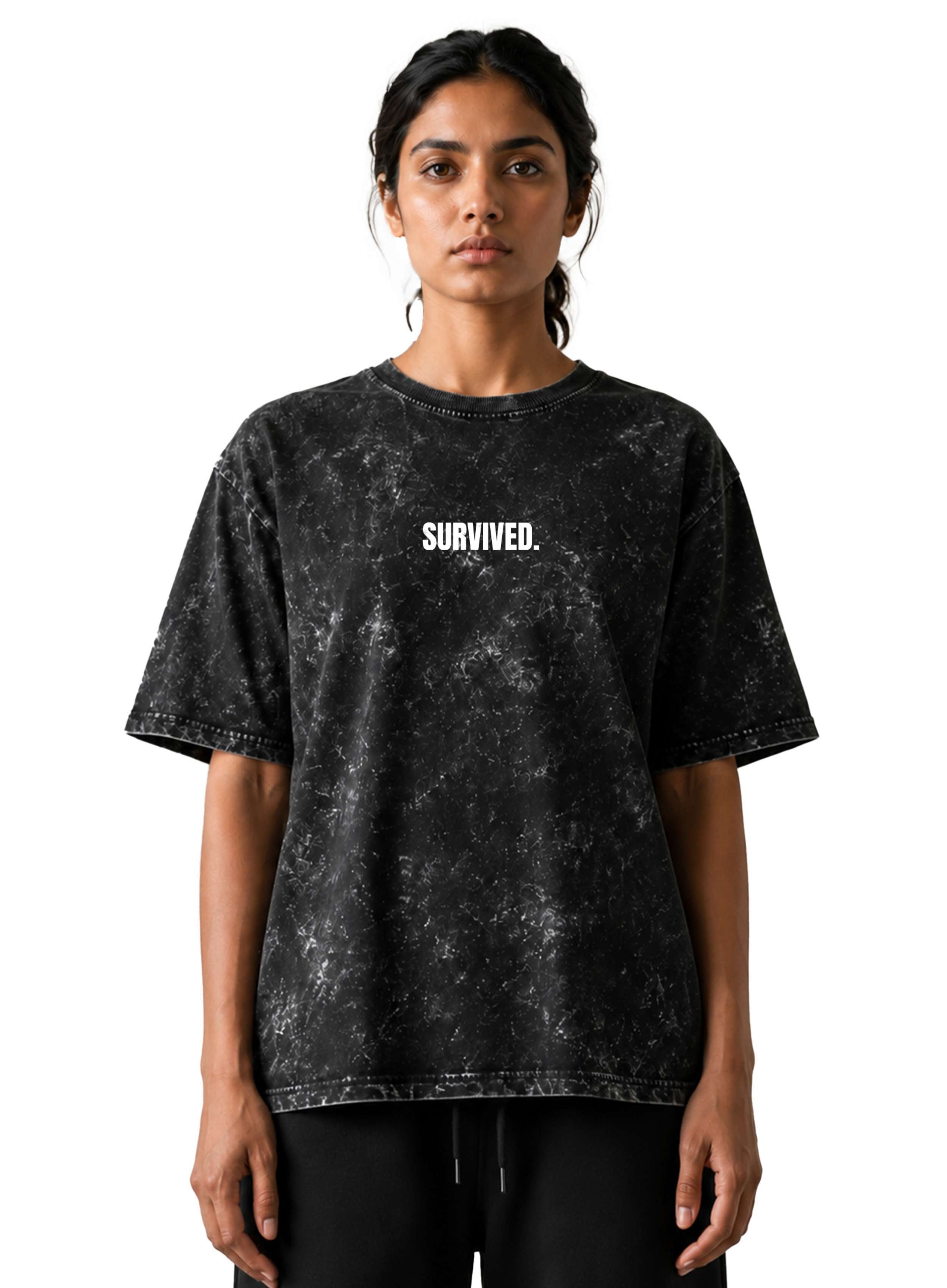 Survived. | BBNF Oversized Acid Wash T-Shirt