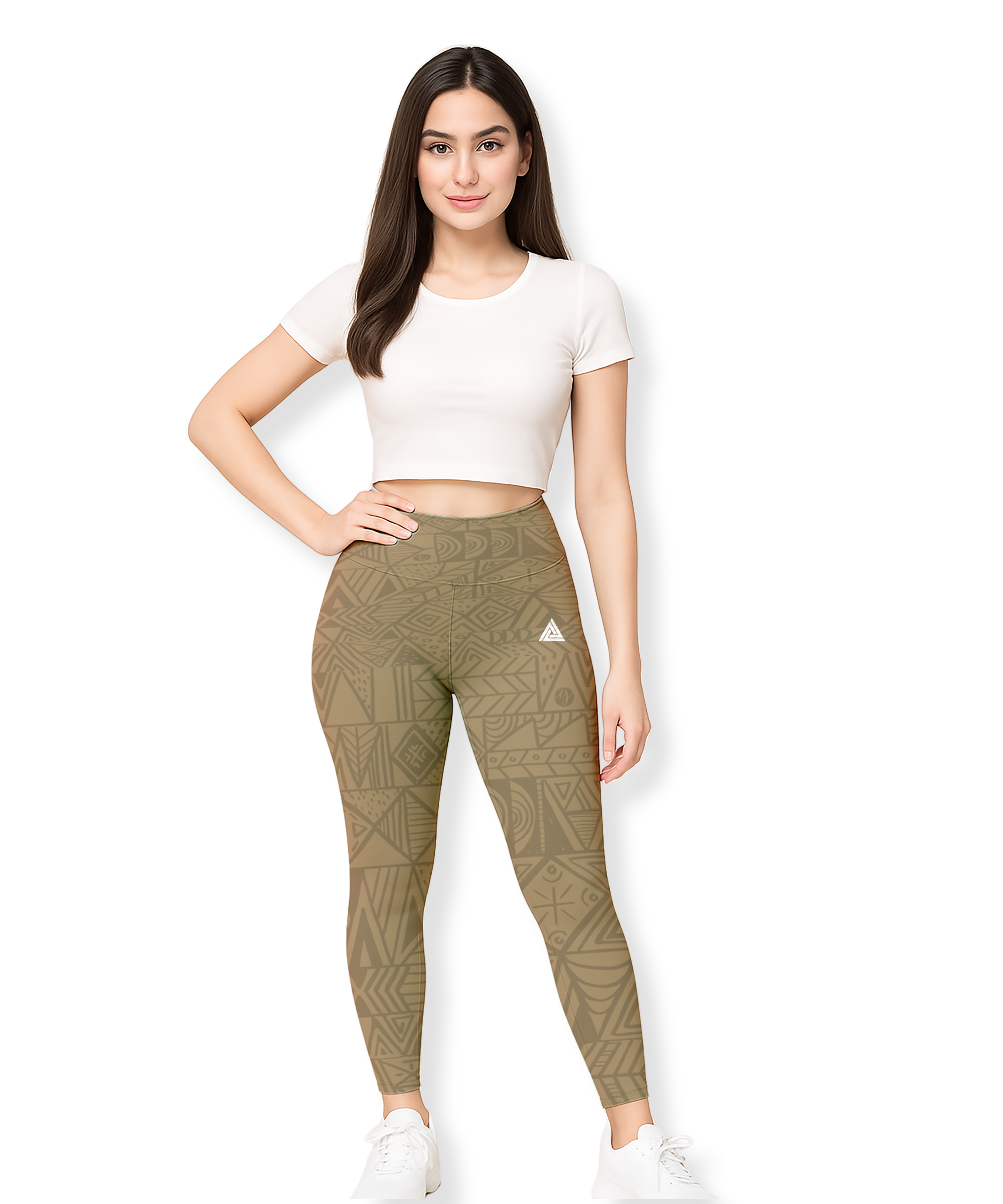 Tribal Flow High-Waist Gym Leggings – Brown