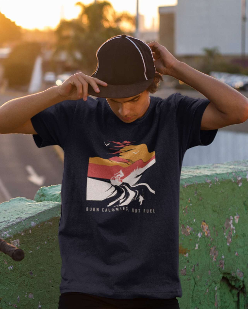 Burn Calories, Not Fuel - Men Round Neck T-Shirt - Black
