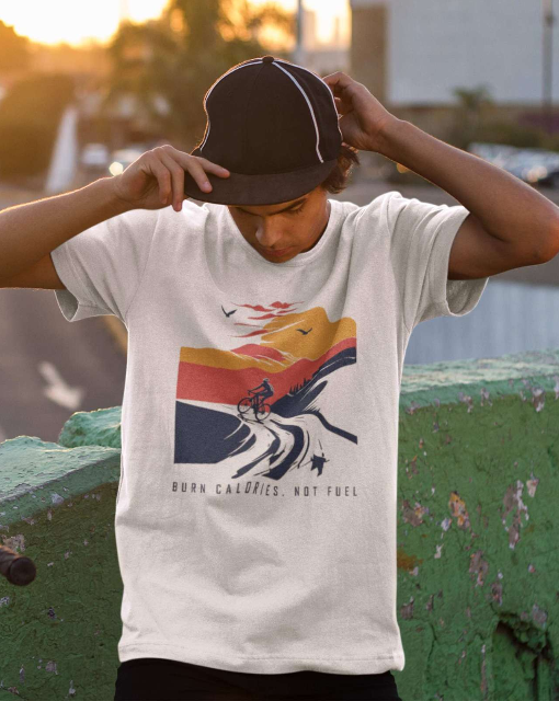 Burn Calories, Not Fuel - Men Round Neck T-Shirt - Navy Blue