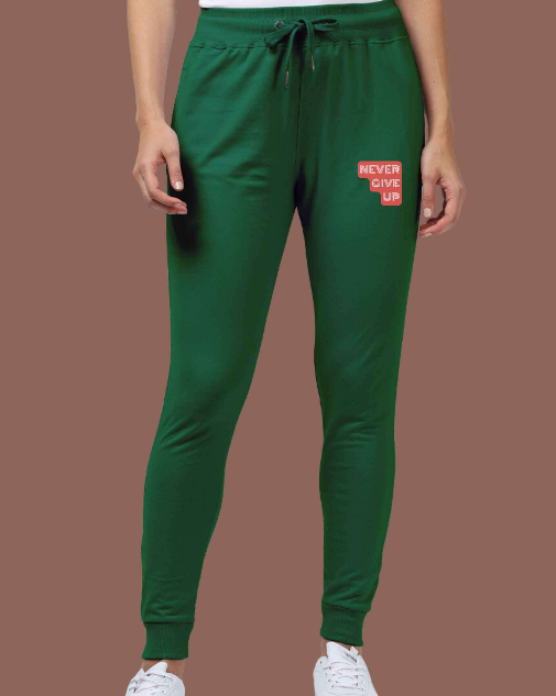Never Give up - Women Joggers Bottle Green