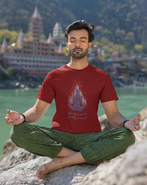 Peace - Men Round Neck T-Shirt - Light Blue