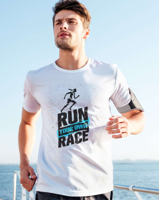 Run Your Own Race - Men Round Neck T-Shirt - Bottle Green
