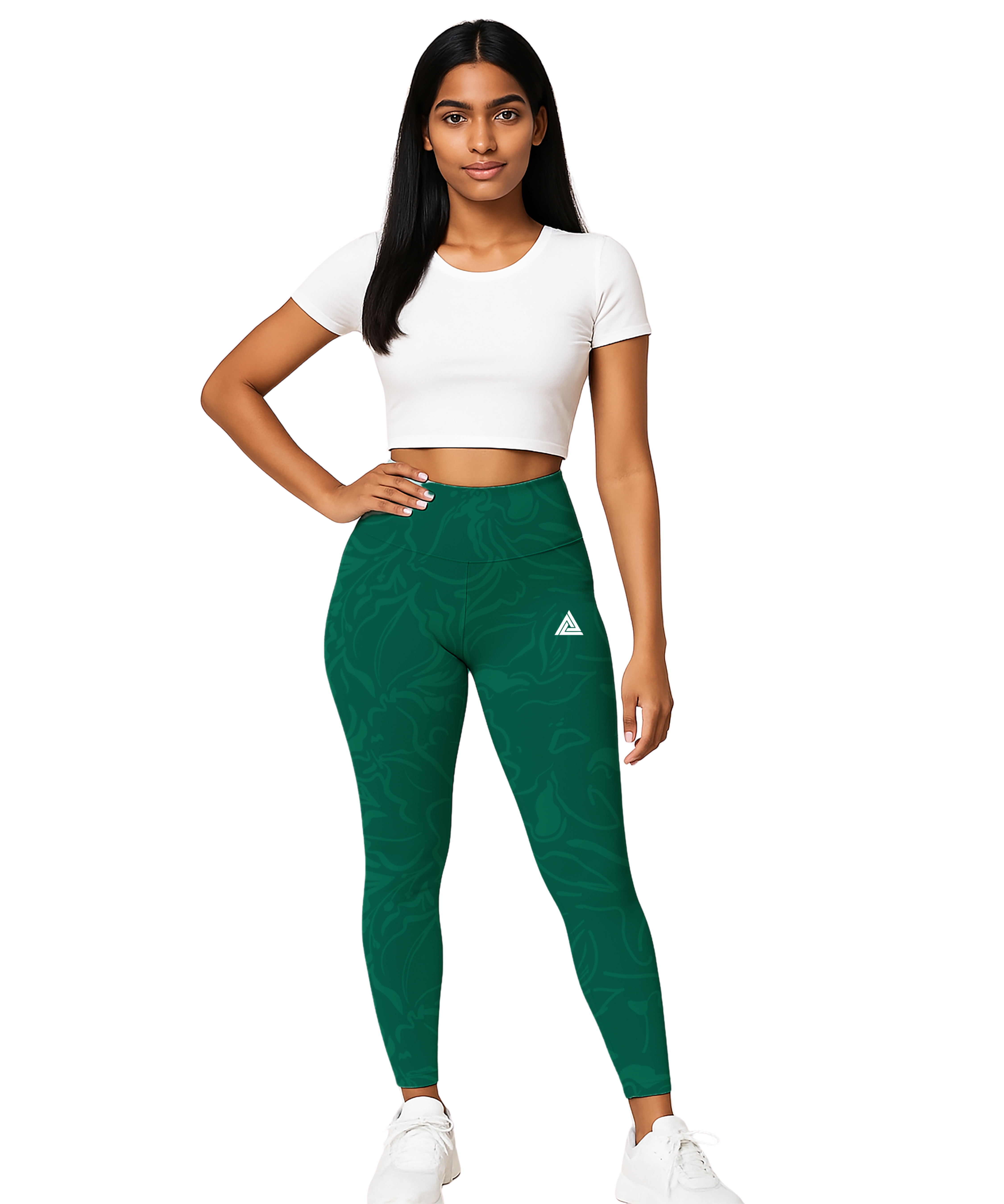 Jungle Vibe High-Waist Gym Leggings – Forest Green
