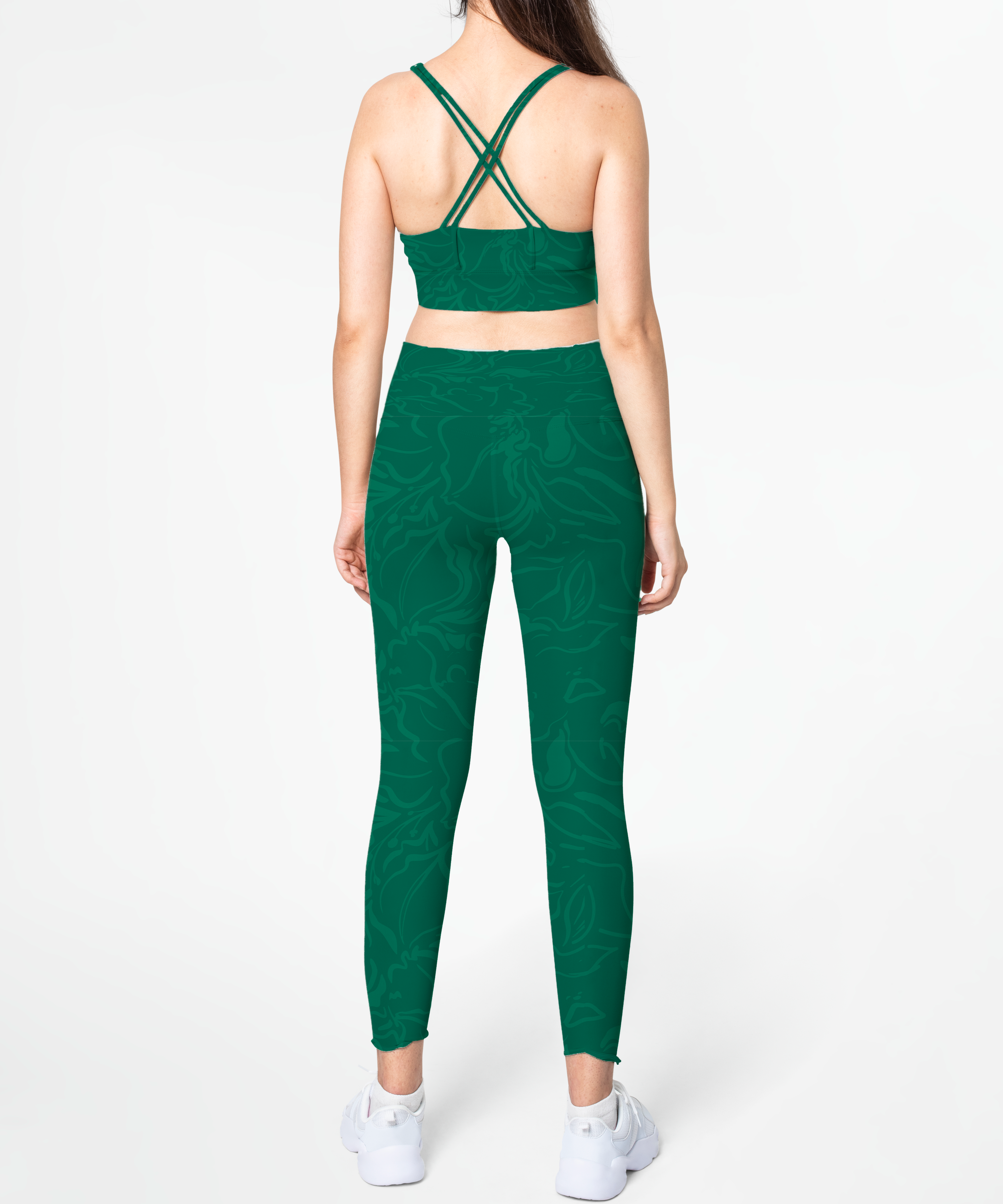 Jungle Vibe High-Waist Gym Leggings – Forest Green